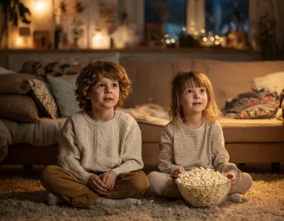 Kids in the USA watching cartoons on IPTV